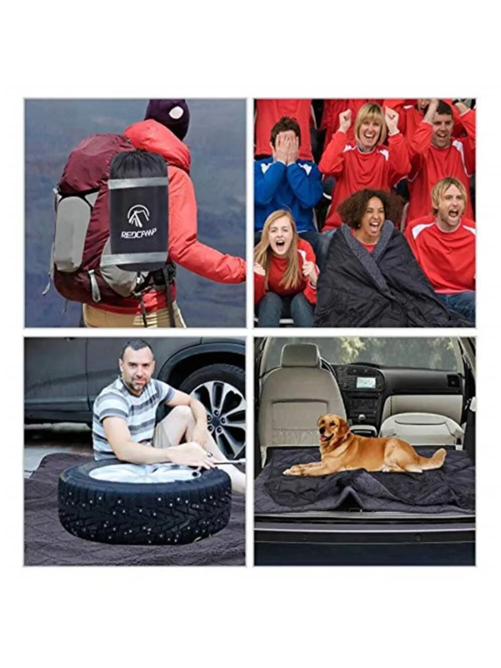 Water Resistant Outdoor Camping Blanket Sherpa Fleece Stadium Picnic 79x59 Black